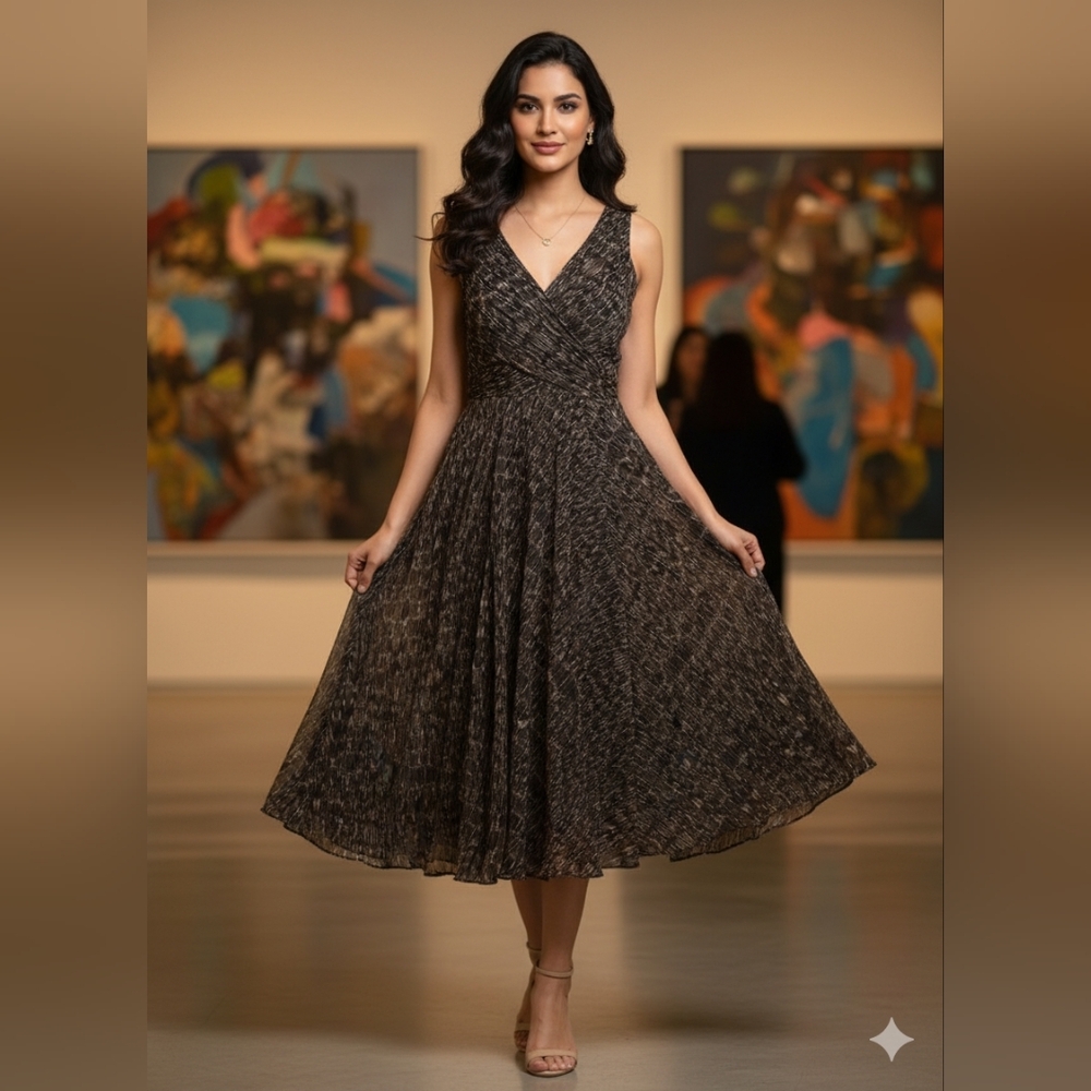 Evan-Picone dress with Abstract print and V neckline